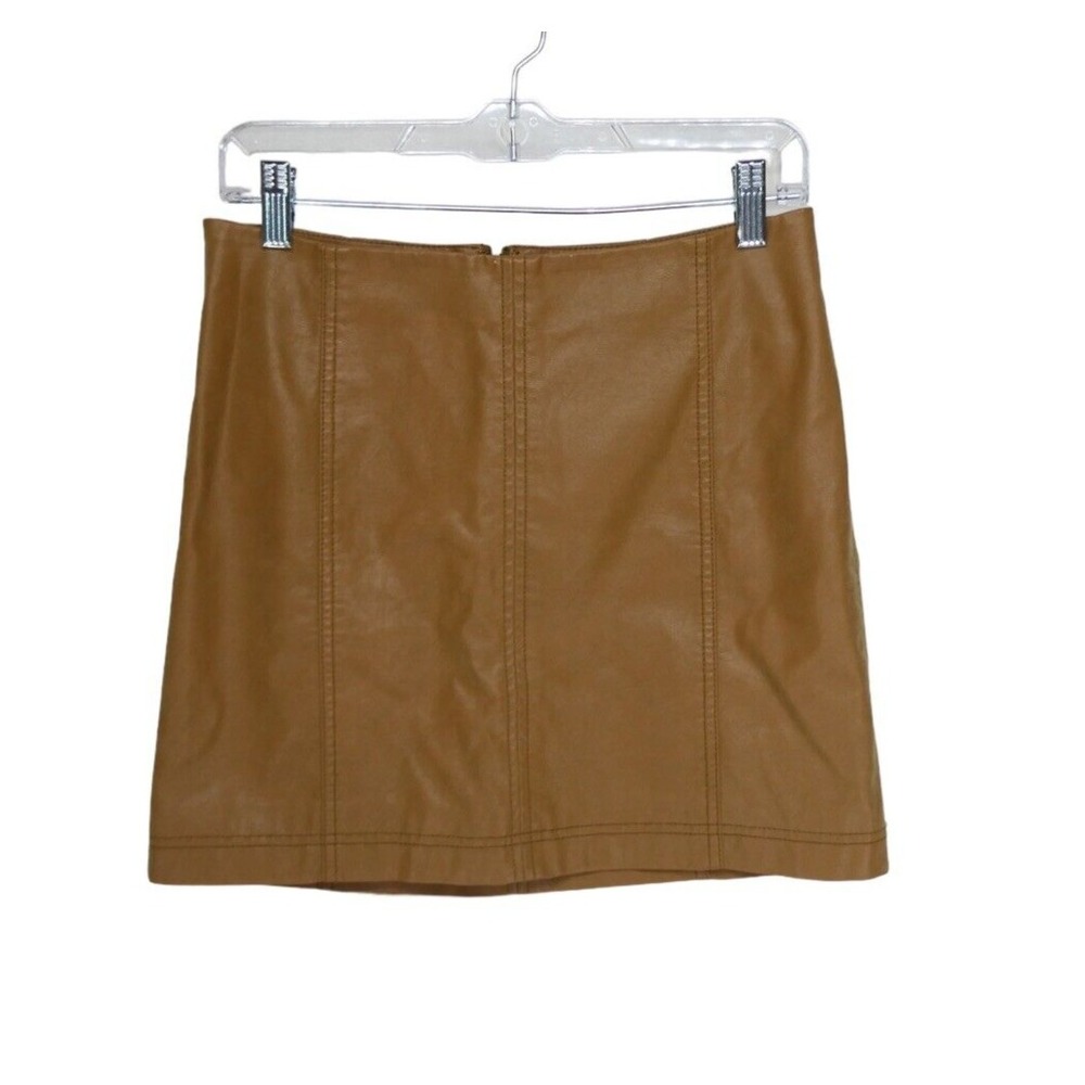 Free People Modern Femme Vegan‎ Faux Leather Skirt - Brown Size 6